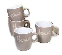 Hearty Home Espresso Cups Set of 4 Light Grey Stoneware 100ml Coffee Shot Mugs