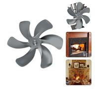 Heat Activated 6 Blade Stove Fan for Wood Burners, Improves Air Circulation and Reduces Fuel Consumption (Gray)
