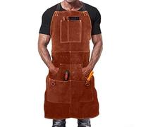 Heat and Flame Resistant Leather Welding Apron with 6 Pockets for For men, Heavy Duty Cowhide Construction Designed to from Chest to Knees During Heavy Tasks (60CM*105CM)
