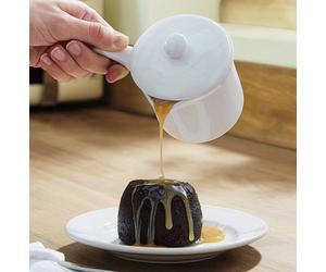 Heat And Serve Microwave Safe White Ceramic Stoneware Sauce Pot - 300Ml Capacity, Measures H10Cm X 8Cm Diameter