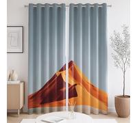 Heat Blocking Gray Orange Darkening Curtains Minimalist Sand Dunes Landscape Decor Aesthetic Print Pattern Light for Living Room 52 x 84 Inch(132cm x 213 cm) Drop 2 Panels