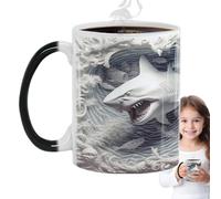Heat Changing Coffee Mugs, Colour Changing Shark Mug, Ceramic Cup, Coffee Cup with Sea Fish Print, Magic Cute Ceramic Mug, Novelty Milk Tea Cup for Men, Women