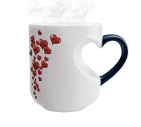 Heat Changing Mug | 325ml Heart Shape Beverage Cup,Ceramic Novelty Coffee Mugs with Handle,4.13x3.15x3.54 Inches Morning Evening Home Kitchen Travel Party