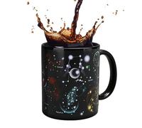 Heat Changing Mug - Color Changing Coffee Mugs | Christmas Color Changing Cups | Black Stoneware 330ml Heat Changing Reveal Mug | Christmas Tea Cups | Heat Sensitive Coffee Mugs for Christmas