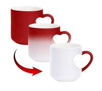 Heat Changing Mug with Heart Handle, Ceramic Magic Mug, Colour Changing Coffee Mug for Hot Drinks, Valentine's Day Gifts for Her Him Girlfriend Boyfriend, Anniversary Birthday Present (D)