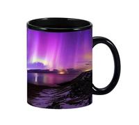 Heat Changing Sensitive Ceramic Mug in Northern Lights Design - Magic Coffee Cup for Hot and Cold Drinks