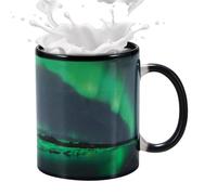Heat Changing Sensitive Mug | Ceramics Coffee Mug Reveal - Northern Lights Design Cool Coffee Tea Magic Color Change Cup, Ceramic for Boys Girls Men Women