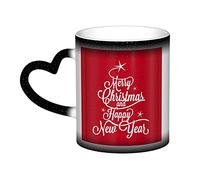 Heat Changing Sensitive Mug, Merry Christmas and Happy New Year 11 Oz Coffee Cup Magic Color Change Ceramic Tea Cup