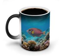 Heat Changing Tropical Fish Coffee Mug Personalized Heat Sensitive Ceramic Mugs Custom Color Changing Magic Tea Cup Funny Gift for Men Women Birthday Christmas