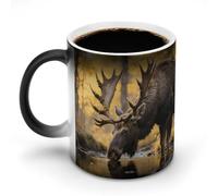 Heat Changing Woodland Deer Coffee Mug Personalized Heat Sensitive Ceramic Mugs Custom Color Changing Magic Tea Cup Funny Gift for Men Women Birthday Christmas