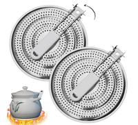 Heat Diffuser Reducer Flame Guard Simmer Plate,2Pcs Simmer Plate, Even Heat Distribution, Food Warmer, Flame Guard for Gas Top Cooking, Cool-Touch Handle