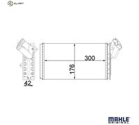 Heater core Brazed cooling fins AH 104 000S MAHLE for PEUGEOT FIAT CITROËN