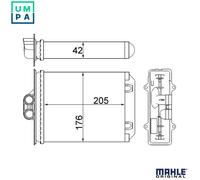 Heater core Brazed cooling fins AH 216 000S MAHLE for OPEL SAAB