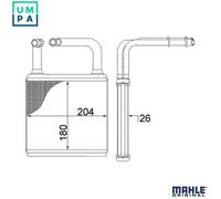 Heater core Brazed cooling fins AH 78 000S MAHLE for MERCEDES-BENZ E-CLASS CLS