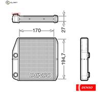 HEAT EXCHANGER INTERIOR HEATING DRR09101 FOR FIAT 312A2/199B6.000 0.9L 2cyl 500L