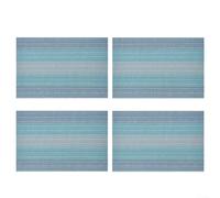 Heat for proof Place Mats Set of 4 Woven Fabric Blend Heat for | Blue gradient stripe design, non-slip backing, fits standard dinner plates, set of 4 mats