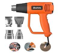 Heat Gun, 2000W Heavy Duty Hot Air Gun Kit 300℃ & 600℃ Dual Temperature Settings with 4 Attachments Nozzles & Overload Protection, for Crafts/Shrink Wrapping/Tubing/Paint Removing/Epoxy Resin