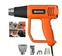 Heat Gun 2000W, Hot Air Gun Variable Temperature Control 300°C - 600°C, Hot Air Gun Kit with 4 Nozzles for Crafts, Shrink, Paint Removing, Can Be Inverted, Orange