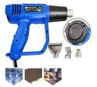 Heat Gun 2000W, Hot Air Gun with 3 Nozzles, Dual-Temperature Settings 300℃ & 600℃, Air Flow 300L/min & 500L/min for Craft Embossing, Shrink Wrapping and Stripping Paint, Red