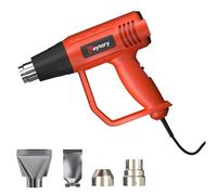 Heat Gun 2000W, Hot Air Gun with 4 Nozzles, Dual-Temperature Settings 300℃ & 600℃, Air Flow 300L/min & 500L/min for Craft Embossing, Shrink Wrapping and Stripping Paint, Red