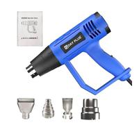 Heat Gun, 2000W Professional Hot Air Gun Kit Dual Temperature Settings Double Heating Wire 60℃-600℃ Fast Heat,Overload Protection,4Nozzles for Paint Stripping, Car Film,Shrinking PVC,Crafts,Blue