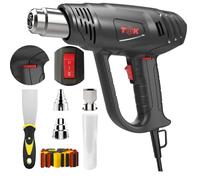Heat Gun, TGK® 1800W Heavy Duty Hot Air Gun Kit 122℉~1202℉ Dual Temperature Settings with 3 Nozzle Attachments Overload Protection for Crafts, Shrink Wrapping/Tubing, Paint Removing, Epoxy Resin
