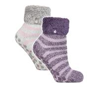 HEAT HOLDERS 2 Pack Ladies Bed Socks | Womens Cosy Lounge and Warm Winter Fleece Sleep Socks