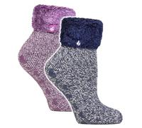 HEAT HOLDERS 2 Pack Ladies Bed Socks | Womens Cosy Lounge and Warm Winter Fleece Sleep Socks