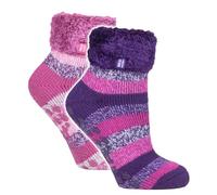 HEAT HOLDERS 2 Pack Ladies Bed Socks Womens Cosy Lounge Warm Winter Fleece Sleep Socks (4-8, HHL19 / HHL20)