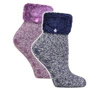 HEAT HOLDERS 2 Pack Ladies Bed Socks | Warm Winter Fleece Sleep Socks (4-8, HHL05 / HHL06)