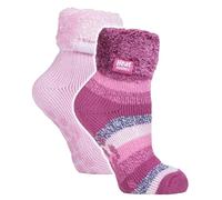 HEAT HOLDERS 2 Pack Ladies Women's Bed Socks Cosy Lounge Warm Winter Fleece Sleep Socks (4-8, HHL07 / HHL08)