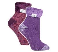HEAT HOLDERS 2 Pack Ladies Women's Bed Socks Cosy Lounge Warm Winter Fleece Sleep Socks (4-8, HHL12 / HHL13)