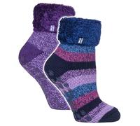 HEAT HOLDERS 2 Pack Ladies Women's Bed Socks Cosy Lounge Warm Winter Fleece Sleep Socks (4-8, HHL17 / HHL18)