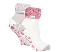 HEAT HOLDERS 2 Pack Ladies Women's Bed Socks Cosy Lounge Warm Winter Fleece Sleep Socks (4-8, HHL21 / HHL22)
