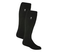 Heat Holders 2 Pack Mens Extra Long Knee High Ski Socks - 6-11 UK - Black