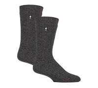 HEAT HOLDERS 2 Pack Mens Thermal Socks Winter Warm Original Socks | Thick Fleece Insulated Socks (12-14, Charcoal)