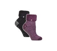 Heat Holders Women's 2 Pack Soft Lounge Socks with Grips in Black | Size: 4-8 Heat Holders Black 4-8