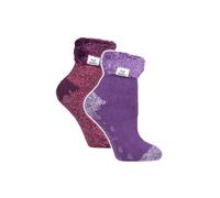 HEAT HOLDERS 2 Pack Ladies Women's Bed Socks Cosy Lounge Warm Winter Fleece Sleep Socks (4-8, HHL12 / HHL13)