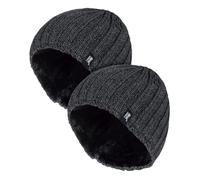 HEAT HOLDERS 2 Pack Winter Beanie Hat Insulated Fleece Lined Ribbed Hat | Thermal Warm Hat