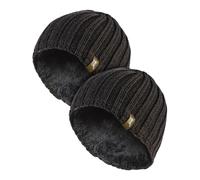HEAT HOLDERS 2 Pack Winter Beanie Hat Insulated Fleece Lined Ribbed Hat | Thermal Warm Hat
