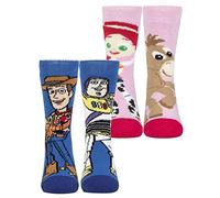HEAT HOLDERS 2 Pair Multipack Kids Toy Story Socks Novelty Thermal Warm Funny Woody Disney Socks for Boys (9-12, Toy Story)