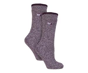 HEAT HOLDERS 2 Pairs Ladies Merino Wool Socks Warm Thermal Socks for Winter (4-8, Wine)