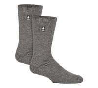 HEAT HOLDERS 2 Pairs Mens Merino Wool Socks Warm Knitted Reinforced Heel and Toe Socks (UK, Numeric, 6, 11, Regular, Regular, Grey Twist)