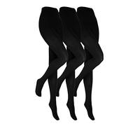 Heat Holders 3 Pack Ladies Opaque Fleece Lined Thermal Tights - Black / S