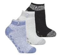Heat Holders Womens - 3 Pair Multipack Ladies Ankle Slipper Socks with Grippers - Pisa 1 - Multicolour - Size UK 4-8