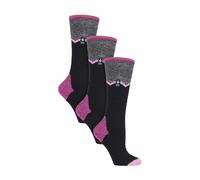 Heat Holders 3 Pack Ladies Patterned Lightweight Thin 2.3 TOG Thermal Knee High Ski Socks - 4-8 UK - Black Zig Zag
