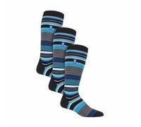 Heat Holders 3 Pack Mens Patterned Lightweight Thin 2.3 TOG Thermal Knee High Ski Socks - 6-11 UK - Black Stripe