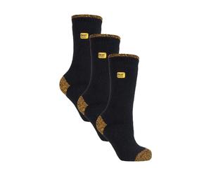 Heat Holders 3-Pack Unisex Winter Crew Work Socks in Black with Reinforced Heel & Toe - 4-8 UK - Black