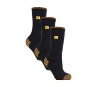 HEAT HOLDERS 3 Pack Winter Mens Work Socks in Black Crew Work Socks with Reinforced Heel and Toe
