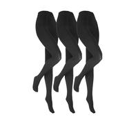 Heat Holders 3 Pair Multipack Fleece Lined Opaque Thermal Tights For Winter In Black Black